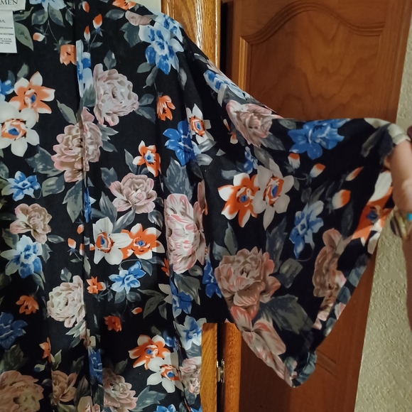 Carmen Marc Valvo Floral Open Front Duster • Robe • Cover Up • M/L - Picture 4 of 11